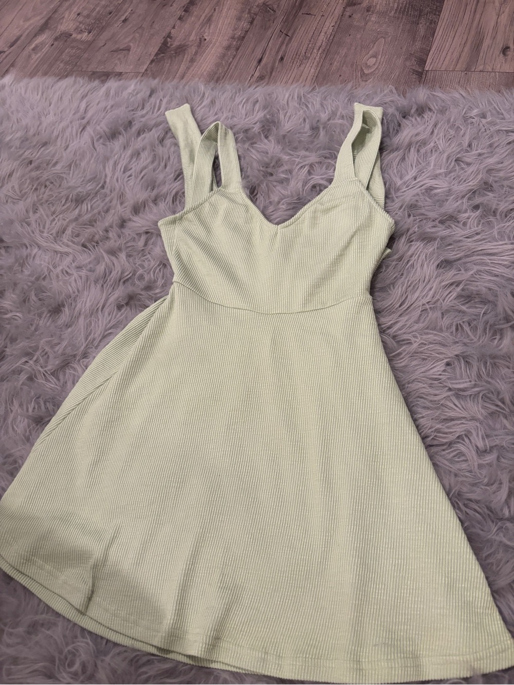 Roxy Pale Mint Ribbed Fit-and-Flare Mini Dress